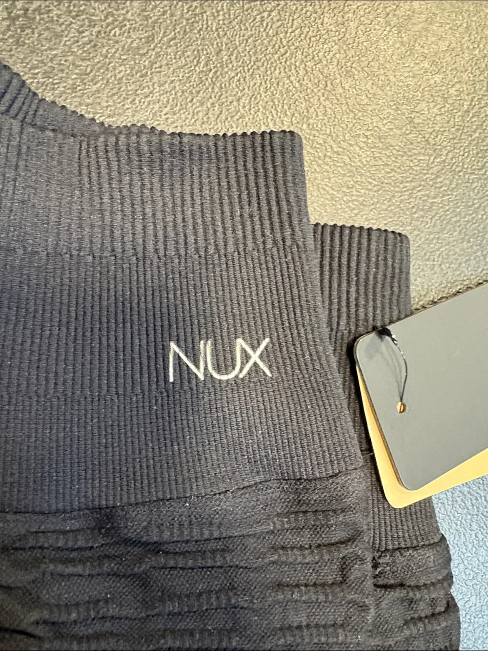 NUX Black pucker up Ribbed High-Waist Leggings